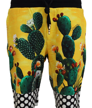 Dolce & Gabbana Multicolor Cactus Print Cotton Sweat Shorts