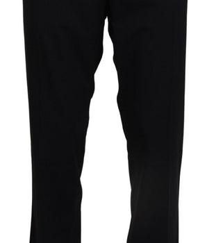 Dolce & Gabbana Black Wool Stretch Dress Formal Slim Fit Pant
