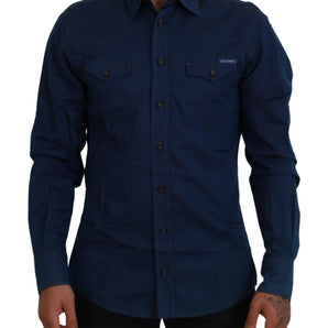 Dolce &amp; Gabbana Elegante camisa casual vaquera azul