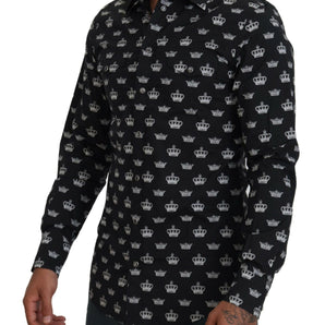 Dolce &amp; Gabbana Camisa formal elegante con estampado de corona y corte entallado