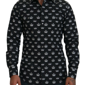 Dolce &amp; Gabbana Elegant Slim Fit Crown Print Formal Shirt