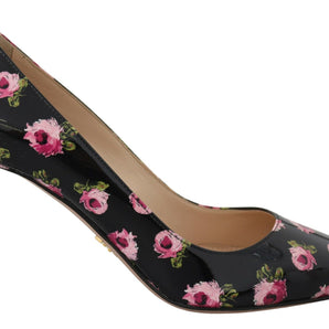 Zapatos de tacón de cuero con estampado floral elegantes de Prada