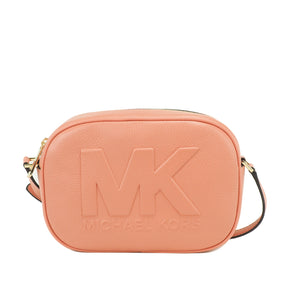 Michael Kors Jet Set Travel Medium Sherbert Leather Oval Camera Crossbody Bag