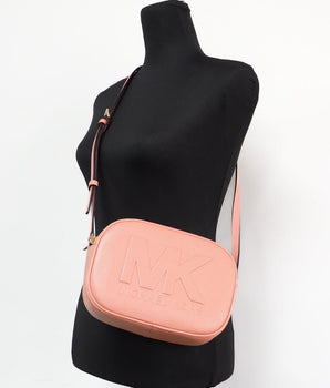 Michael Kors Jet Set Travel Medium Sherbert Leather Oval Camera Crossbody Bag
