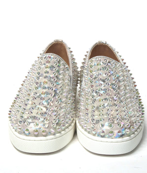 Christian Louboutin Zapatilla plana blanca Ab/Clear Ab Roller Boat mujer