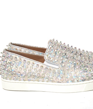 Christian Louboutin Zapatilla plana blanca Ab/Clear Ab Roller Boat mujer