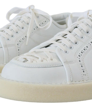 Dolce &amp; Gabbana White Leather Low Top Oxford Sneakers Casual Shoes