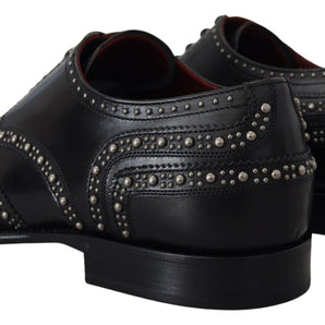 Dolce &amp; Gabbana Elegant Studded Black Derby Shoes