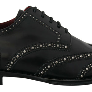 Dolce &amp; Gabbana Elegant Studded Black Derby Shoes