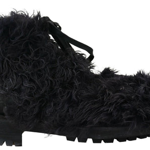 Dolce & Gabbana Black Leather Shearling Ankle Boots