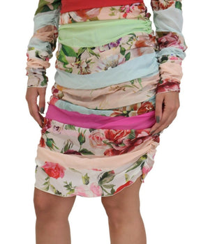 Dolce &amp; Gabbana Vestido ajustado de seda con estampado floral