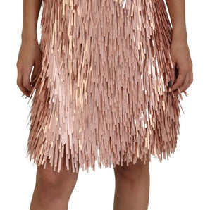 Dolce &amp; Gabbana Elegant Pink A-Line Tinsel Dress