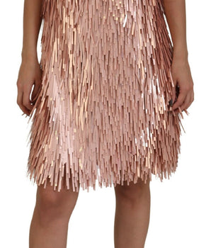 Dolce & Gabbana Pink Tinsel Sleeveless Shift A-line Dress