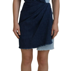 Dolce &amp; Gabbana Chic Two Tone Denim Sheath Dress