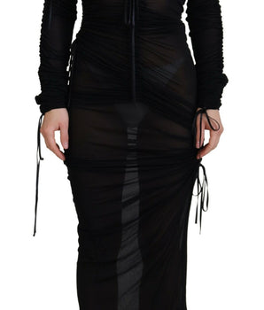 Dolce & Gabbana Black Viscose Bodycon Sheath Midi Dress