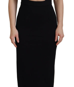 Dolce & Gabbana Black Viscose Bodycon Sheath Midi Dress