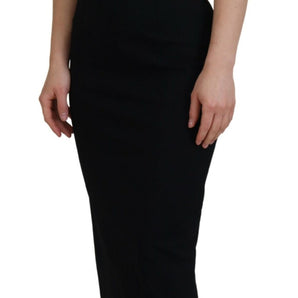 Dolce &amp; Gabbana Elegant Black Midi Sheath Dress