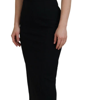 Dolce & Gabbana Black Viscose Bodycon Sheath Midi Dress