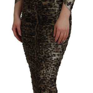 Dolce & Gabbana Elegant Leopard Print Midi Bodycon Dress