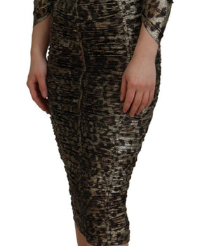 Dolce & Gabbana Multicolor Leopard Bodycon Sheath Midi Dress