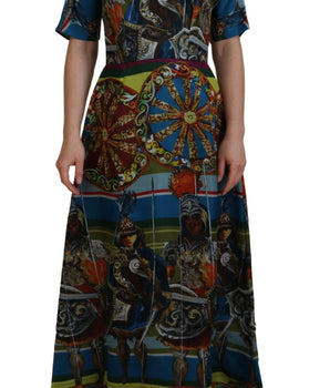 Dolce & Gabbana Multicolor Sicily Silk A-line Long Gown Dress