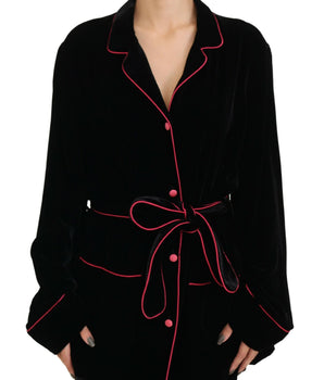 Dolce & Gabbana Black Button Belted Blazer Viscose Jacket