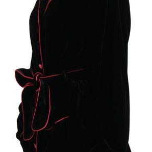 Dolce &amp; Gabbana Elegant Black Silk-Blend Jacket with Waist Belt