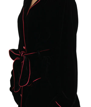 Dolce & Gabbana Black Button Belted Blazer Viscose Jacket