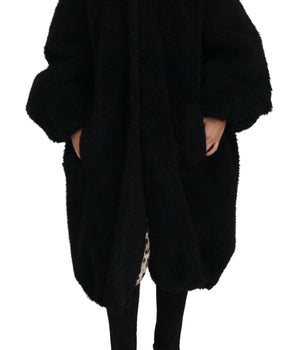 Dolce & Gabbana Black Cashmere Blend Faux Fur Coat Jacket