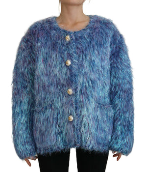 Dolce & Gabbana Multicolor Polyester Fringes Coat Jacket
