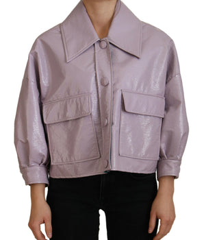 Dolce & Gabbana Purple Cotton Button Down Cropped Jacket