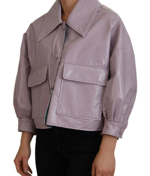 Dolce & Gabbana Purple Cotton Button Down Cropped Jacket