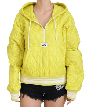 Dolce & Gabbana Yellow Nylon Quilted Hooded Pullover Jacket