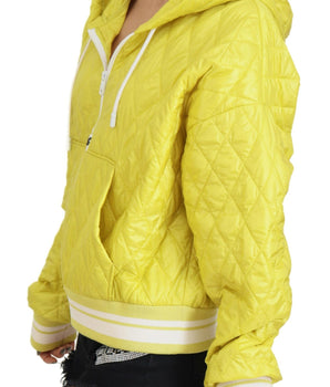 Dolce & Gabbana Yellow Nylon Quilted Hooded Pullover Jacket