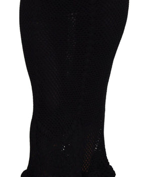 Dolce & Gabbana Black Knitted Cotton High Waist Mermaid Skirt