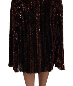 Dolce & Gabbana Bronze Sequined High Waist A-line Maxi Skirt