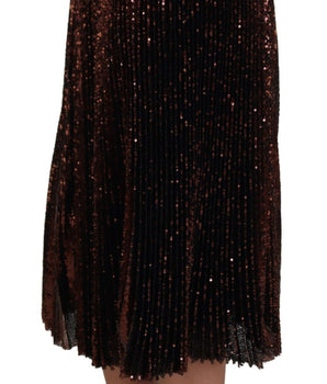 Dolce & Gabbana Bronze Sequined High Waist A-line Maxi Skirt