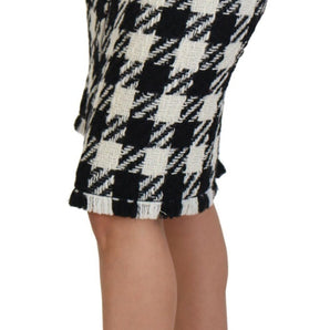 Dolce &amp; Gabbana Elegant Houndstooth High-Waist Knee-Length Skirt