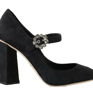 Dolce &amp; Gabbana Elegant Black Crystal Brocade Pumps