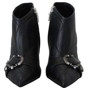 Dolce & Gabbana Elegant Black Quilted Leather Booties