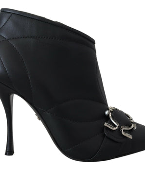 Dolce &amp; Gabbana Elegant Black Quilted Leather Booties