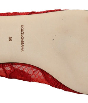 Zapatos planos rojos con adornos de cristal de Dolce &amp; Gabbana