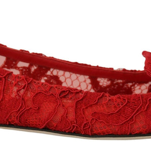 Dolce &amp; Gabbana Red Crystal-Embellished Flats