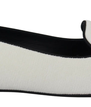 Dolce & Gabbana White Velvet Slip Ons Loafers Flats Shoes