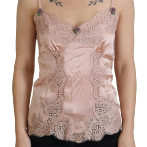 Dolce &amp; Gabbana Elegant Pink Silk Lingerie Top