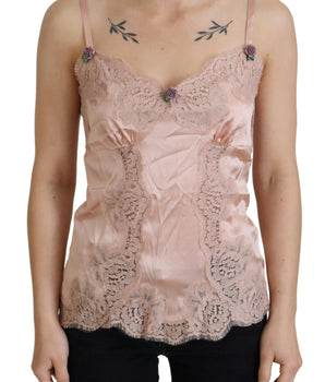 Dolce &amp; Gabbana Top lencero elegante de seda rosa