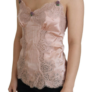 Dolce & Gabbana Elegant Pink Silk Lingerie Top