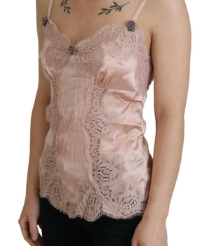Dolce &amp; Gabbana Top lencero elegante de seda rosa