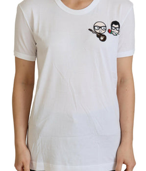 Dolce &amp; Gabbana Elegante camiseta blanca de algodón con cuello redondo