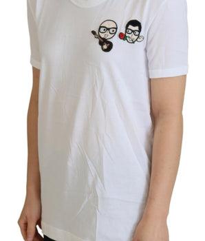 Dolce &amp; Gabbana Elegante camiseta blanca de algodón con cuello redondo